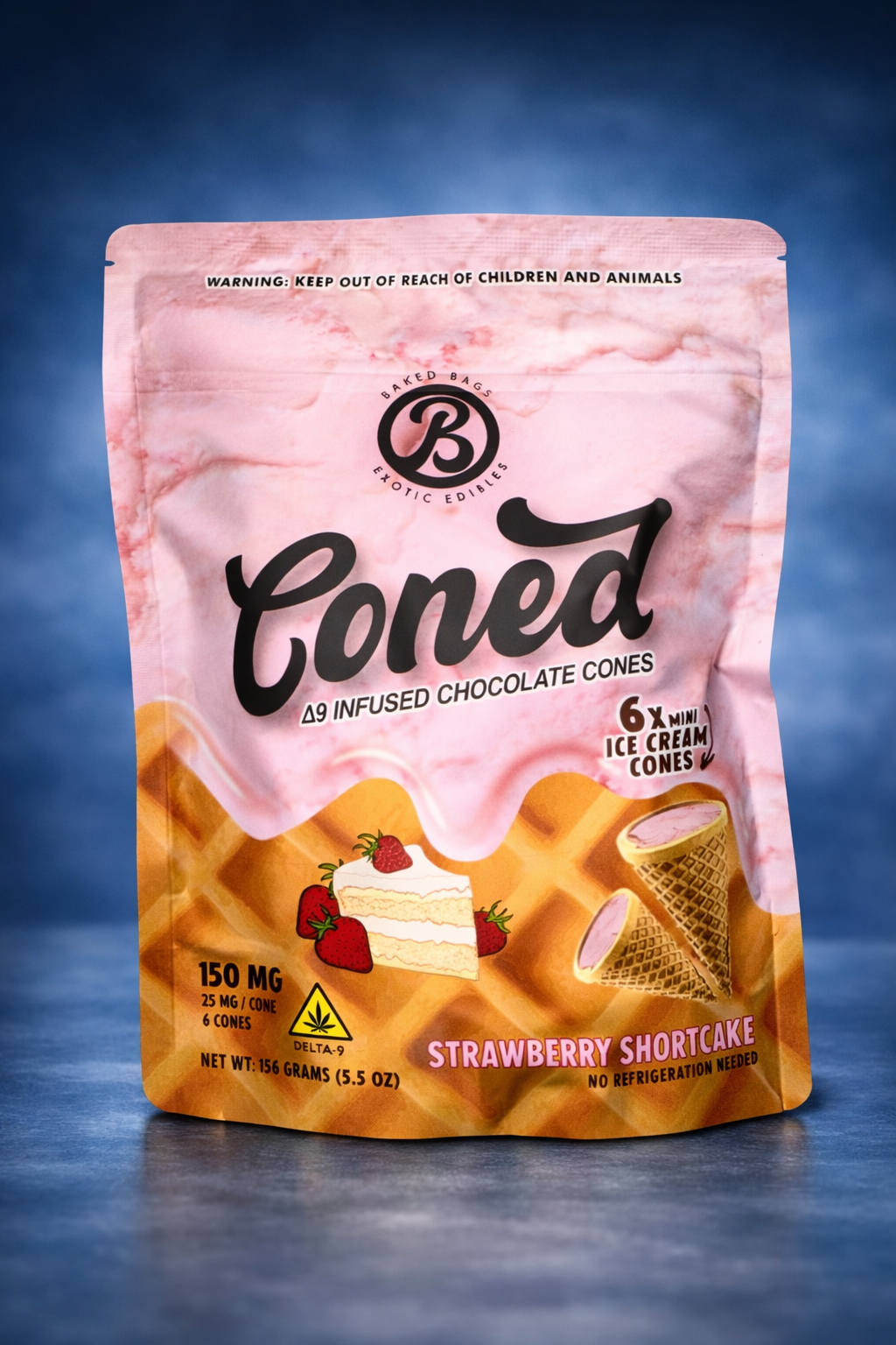 Coned D9 Chocolate Cones Strawberry Shortcake (150mg) - Image 2